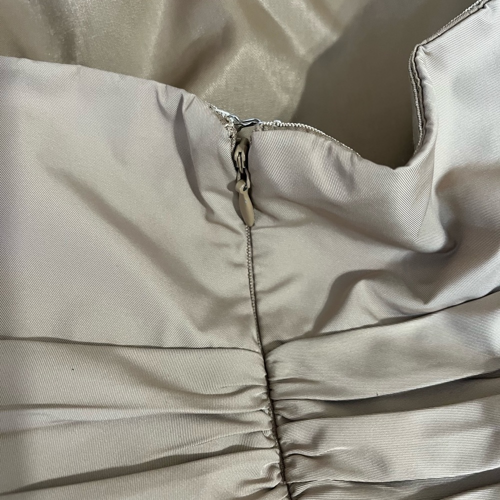 BCBGMaxAzria Strapless Tan Dress with Ruffle Detail - Picture 5 of 6